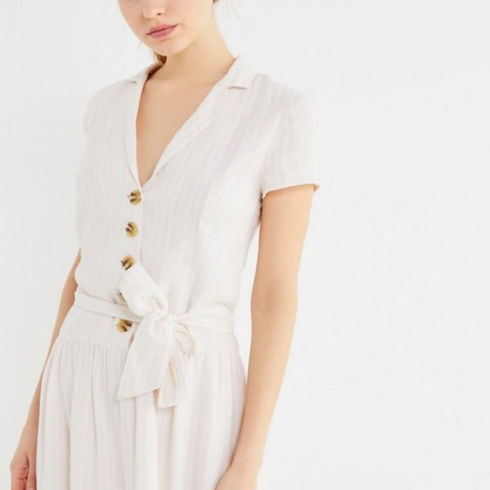 UO Natalie Linen Belted Shirt Dress
